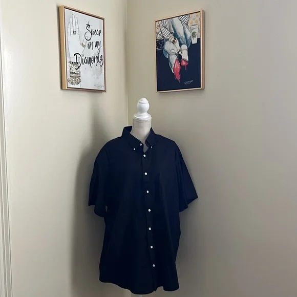 Roundtree & Yorke Black Casual Button Down Men Shirt - Picture 3 of 12